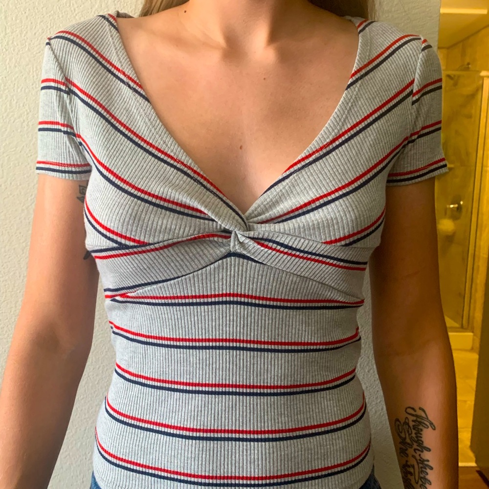 Gray striped shirt